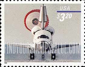 FindYourStampsValue: SPACE SHUTTLE LANDING, Priority Mail Rate, Self-adhesive stamp