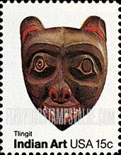 FindYourStampsValue: INDIAN MASKS, Tlingit tribe - American Folk Art