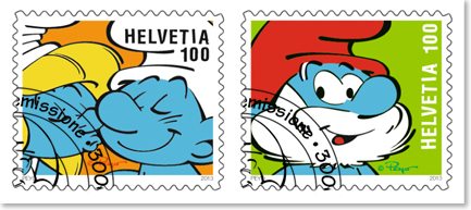 New Swiss stamps: The Smurfs