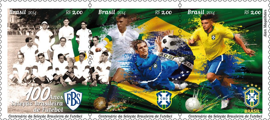 Stamp issue celebrating the Centenary of Brazilian Football Team