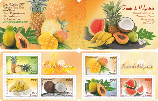 Fruits of Polynesia on stamps