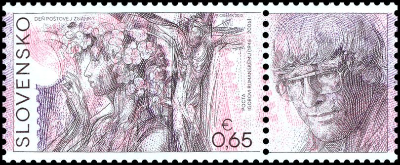Postage Stamp Day: Hommage a Igor Rumansky (1946-2006) stamp from Slovakia