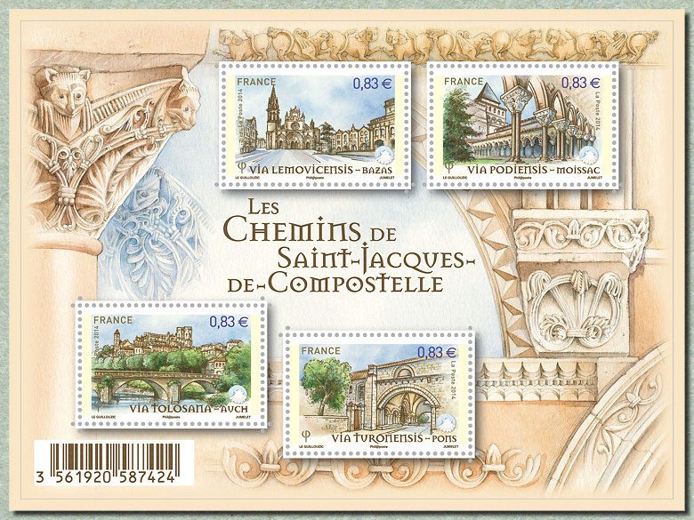 The Routes of Saint-Jacques-de-Compostelle stamps from France