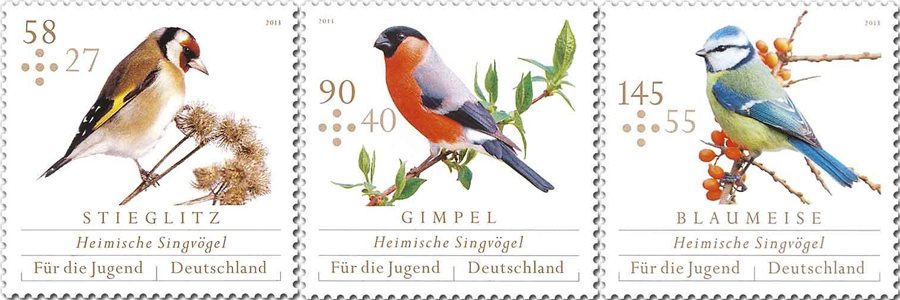 For the Youth 2013 – Songbirds stamps from Germany