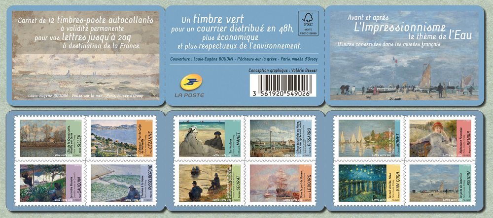 Pre and Post-Impressionism on the Theme of Water stamps from France