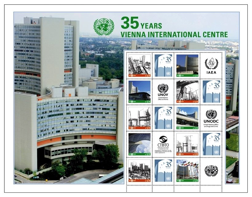 Stamps celebrating 35th Anniversary UNPA Vienna