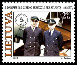 The Stamp to Commemorate the Transatlantic Flight of Darius and Girenas released by Lithuania