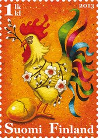 Easter Rooster on new Finnish stamp