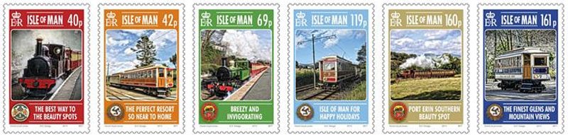 Special Milestones for Steam and Electric Railways stamps from the Isle of Man