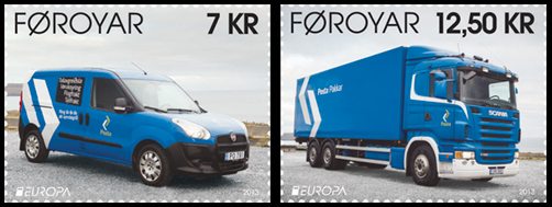 Europa 2013 – Postal Vehicles stamps from Faroe Islands