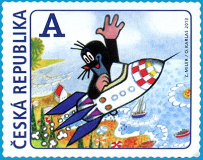 The Mole and the Rocket on new Czech stamp