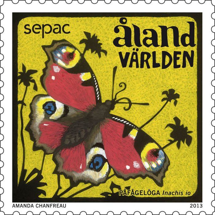 Sepac – Peacock Butterfly stamp from Aland