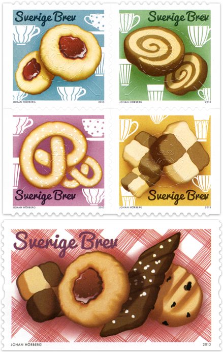 Cookies on new stamps from Sweden
