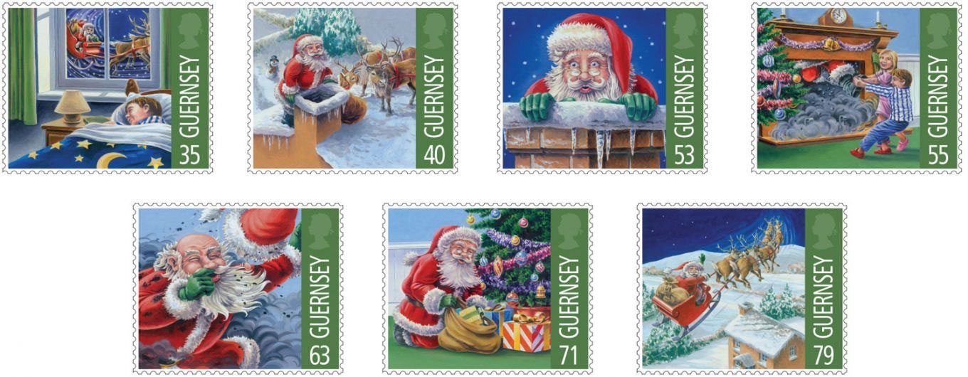 Christmas 2013 – When Santa got stuck up the Chimney Guernsey stamps