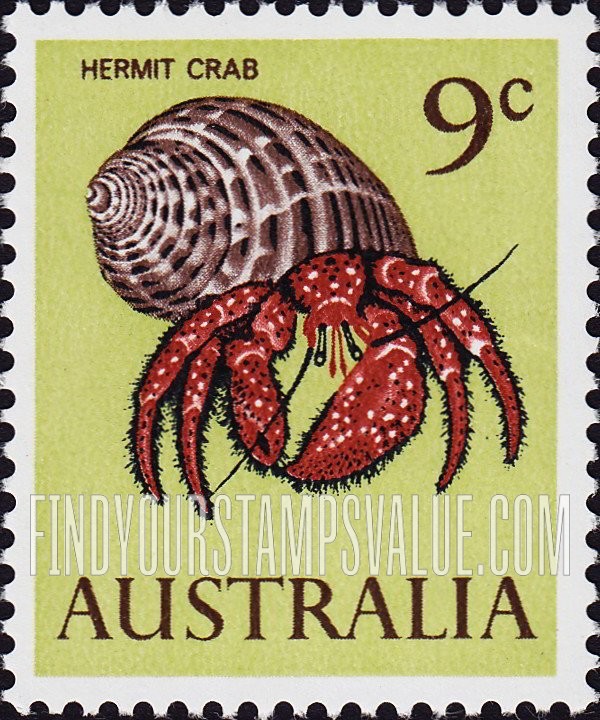 FindYourStampsValue: Hermit crab: Types of 1963-65