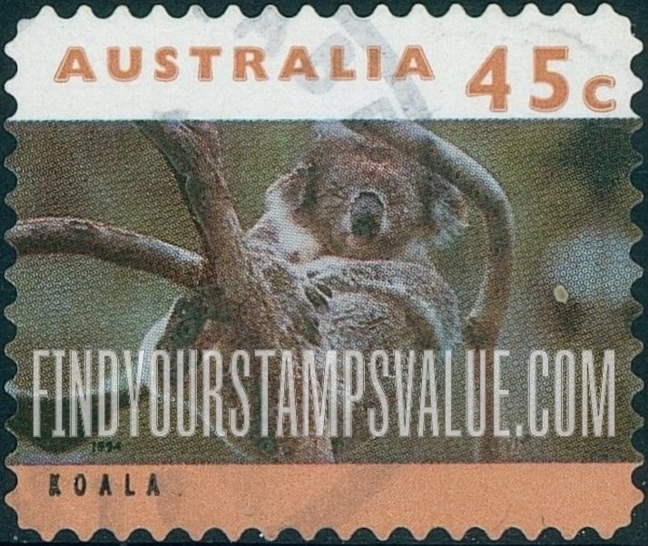 FindYourStampsValue: Threatened Species Type of 1992: Koala in tree