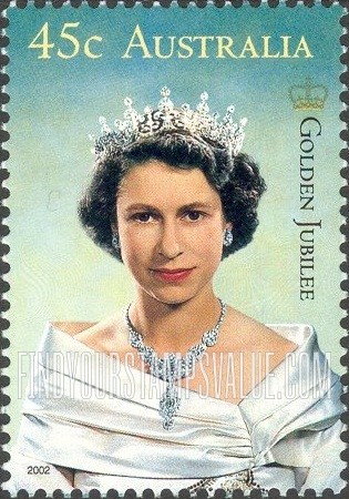 FindYourStampsValue: Reign of Queen Elizabeth II, 50th Anniversary: As young woman