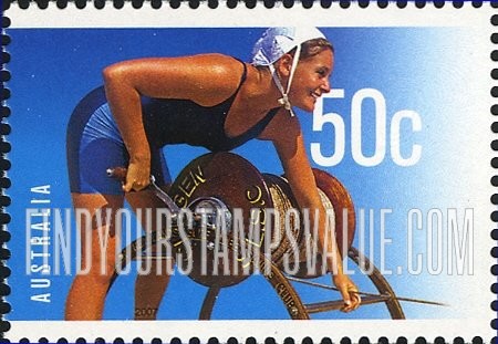 FindYourStampsValue: Surf Life Saving Australia, Centennial: Female lifeguard