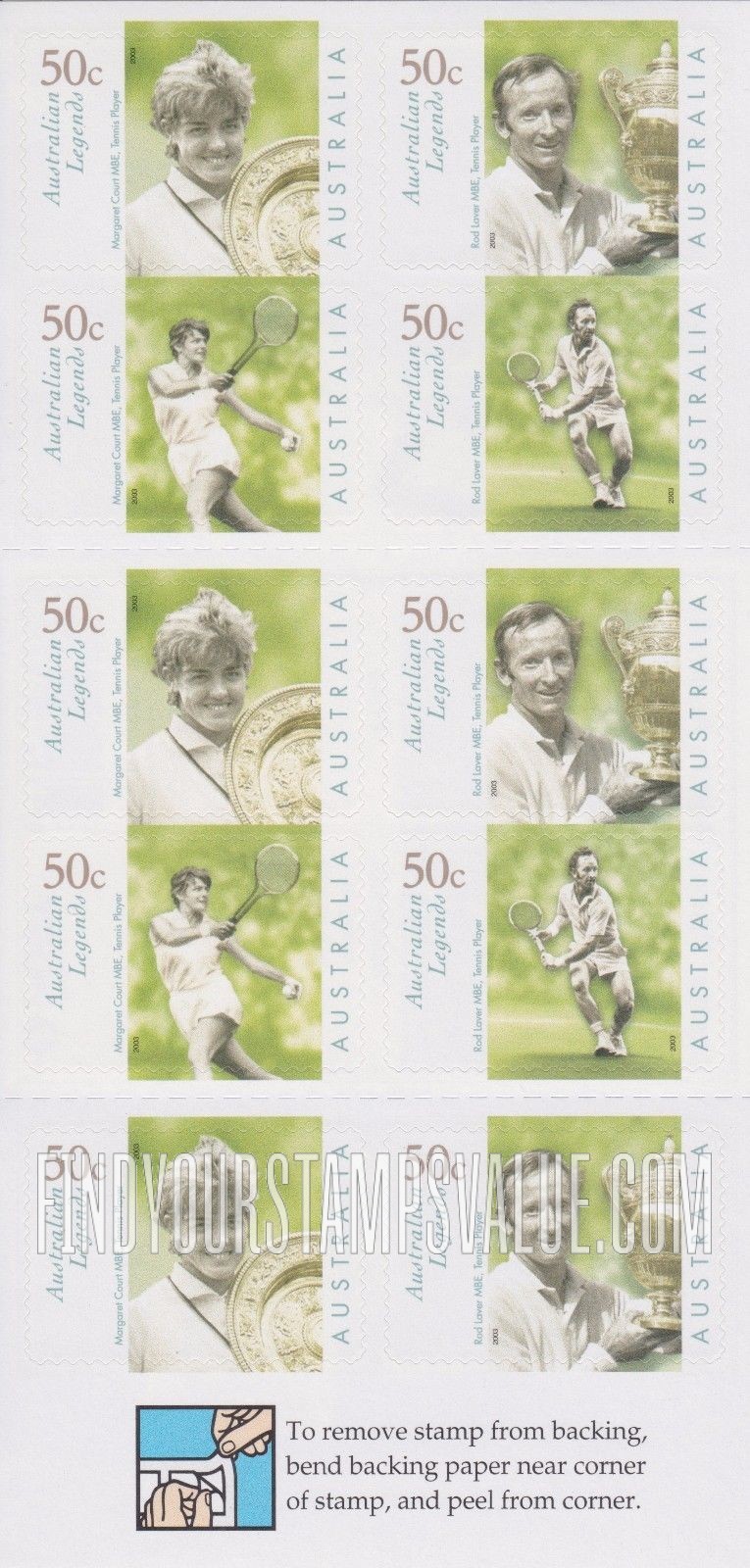 FindYourStampsValue: Australian Legends Type of 1997