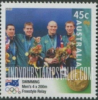 FindYourStampsValue: Australian Gold Medalists at 2000 Olympics: Men’s 4x200-meter freestyle relay swimming team