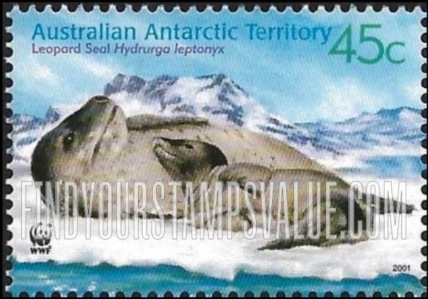 FindYourStampsValue: AUSTRALIAN ANTARCTIC TERRITORY - Worldwide Fund for Nature (WWF): Leopard seal and pup on ice