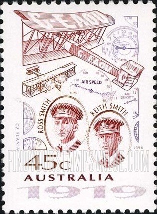 FindYourStampsValue: Aviation Pioneers: Ross and Keith Smith, Vickers Vimy