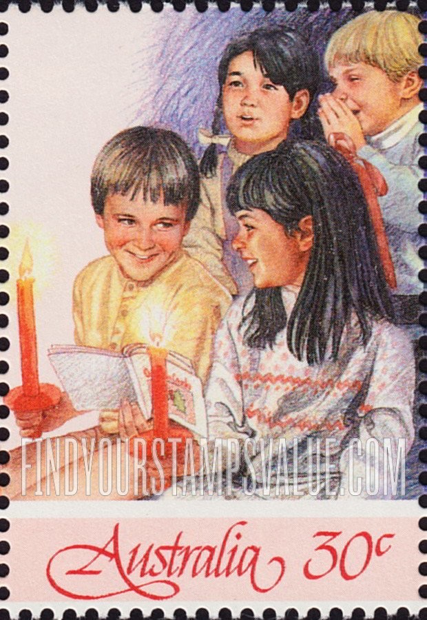 FindYourStampsValue: Christmas: Four children, vertical