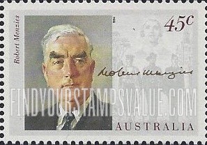 FindYourStampsValue: World War II Prime Ministers: Robert Menzies