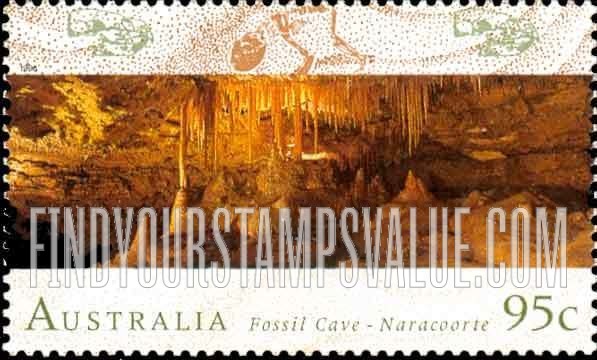 FindYourStampsValue: Australian World Heritage Sites Type of 1993: Fossil Cave, Naracoorte