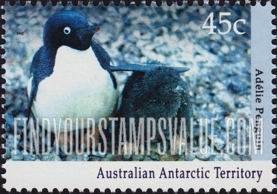 FindYourStampsValue: AUSTRALIAN ANTARCTIC TERRITORY - Regional Wildlife: Adelie penguin