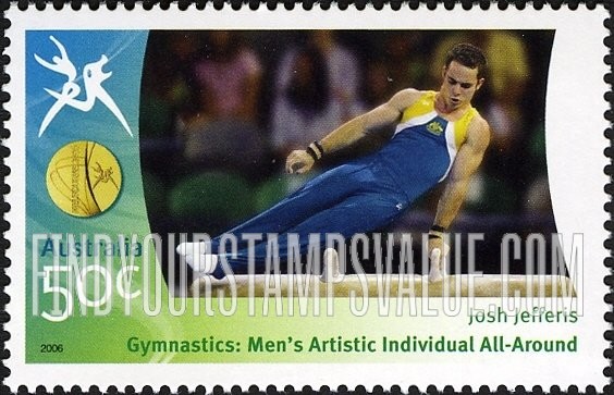 FindYourStampsValue: Medalists at Commonwealth Games: Josh Jefferis on pommel horse