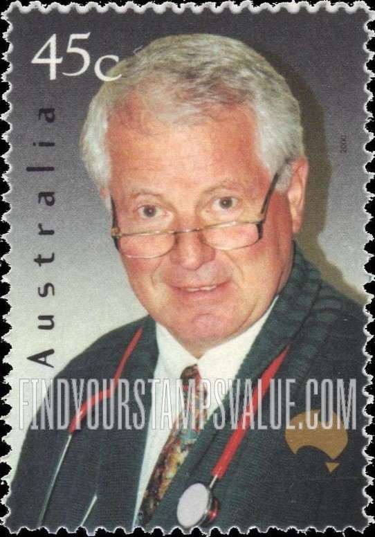 FindYourStampsValue: Faces of Australia: Dr. John Matthews, with stethoscope