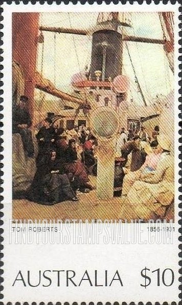FindYourStampsValue: Coming South (Immigrants), by Tom Roberts