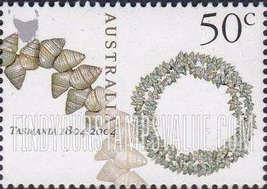 FindYourStampsValue: Settlement of Hobart Town, Tasmania, Bicentennial: Complete shell necklace