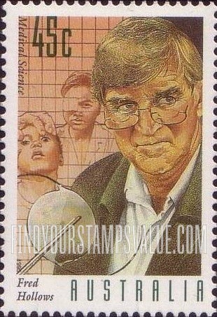 FindYourStampsValue: Australian Medical Discoveries: Fred Hollows, eye care, vertical