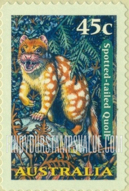FindYourStampsValue: Nocturnal Animals: Spotted-tailed quoll
