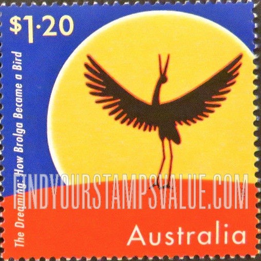 FindYourStampsValue: Scenes from “The Dreaming,” Animated Stories for Children: How Brolga Became a Bird