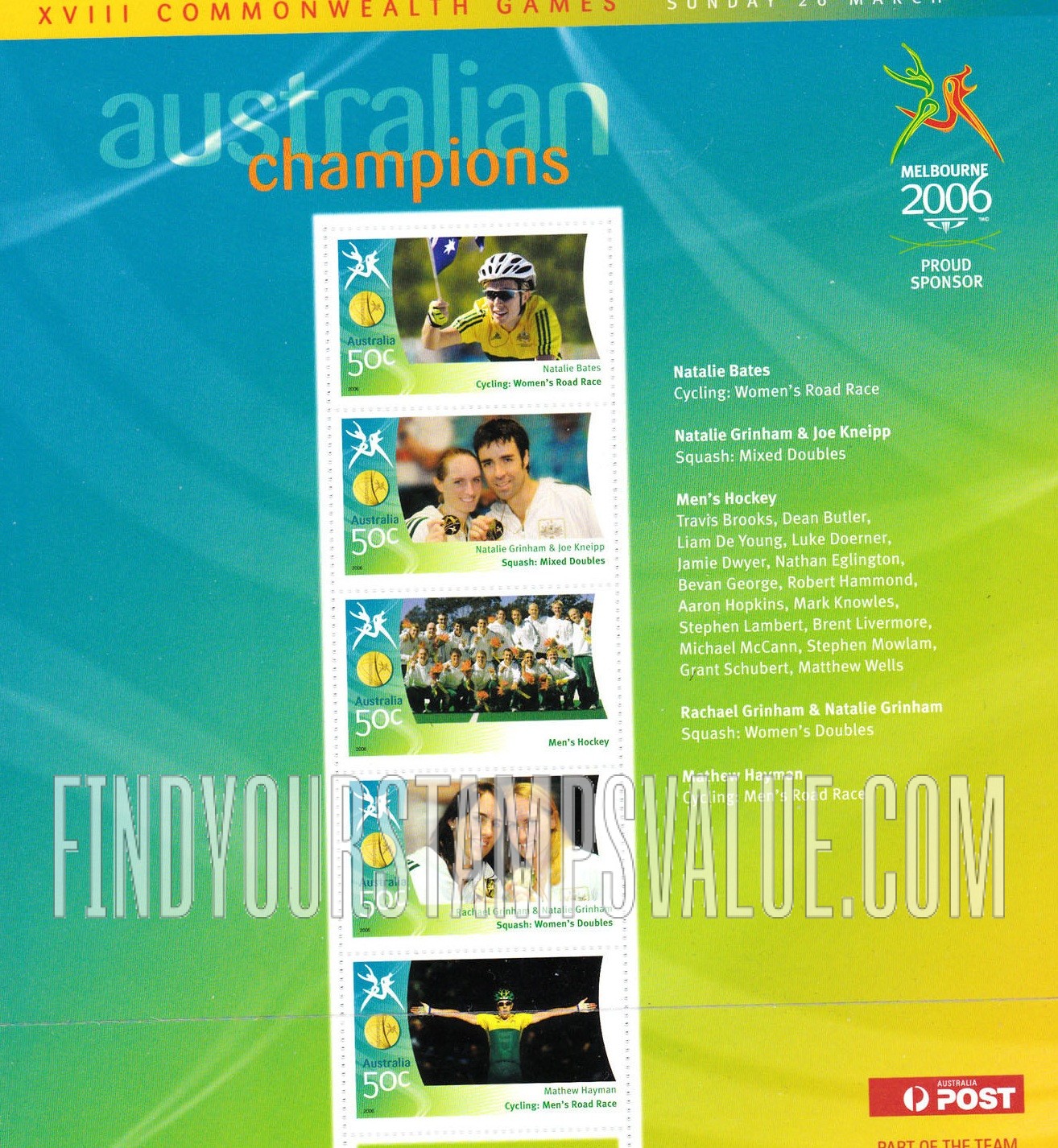 FindYourStampsValue: Medalists at Commonwealth Games