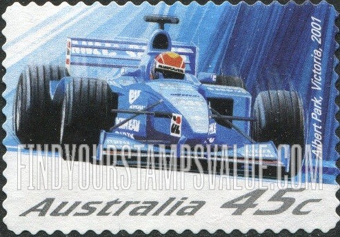 FindYourStampsValue: Race Cars: Benetton-Renault, Albert Park, Victoria, 2001