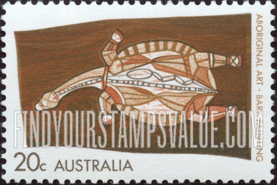 FindYourStampsValue: Longnecked Tortoise, Painted on Bark