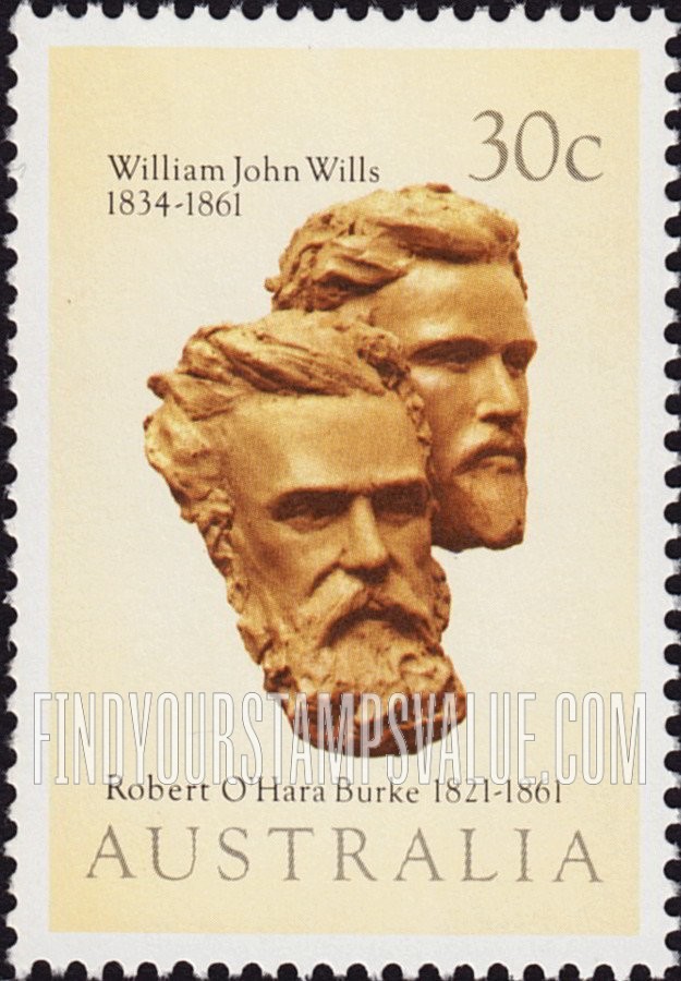 FindYourStampsValue: Inland Explorers: William John Wills (1834-61), Robert O’Hara Burke (1821-61)