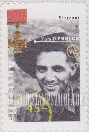 FindYourStampsValue: Famous Australians from World War II: Tom Derrick