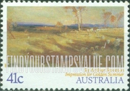 FindYourStampsValue: Impressionist Paintings: Impression for Golden Summer, by Sir Arthur Streeton