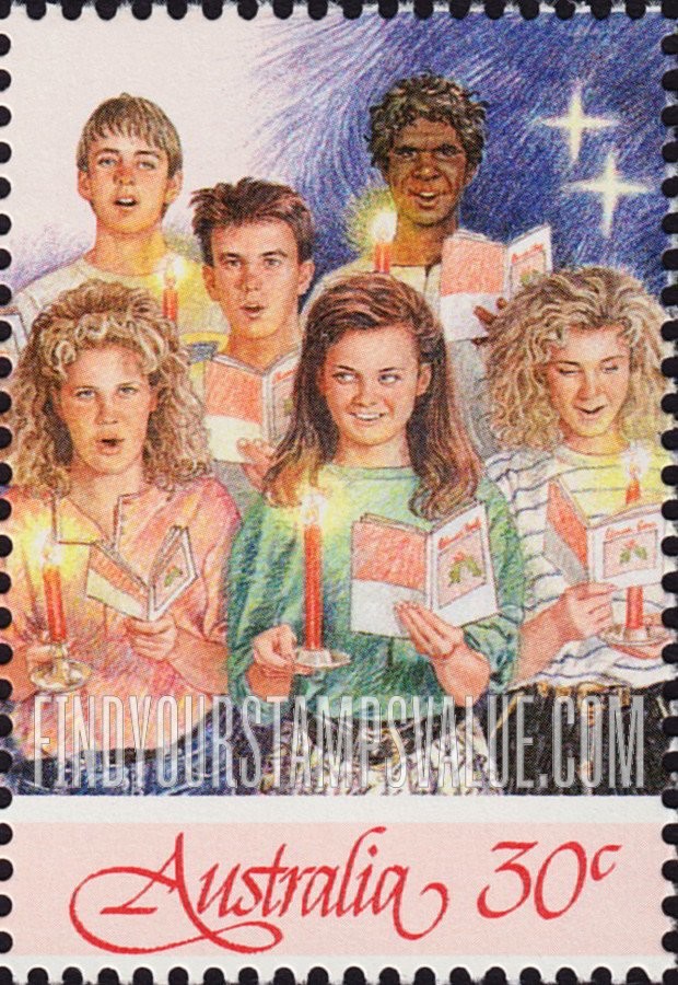 FindYourStampsValue: Christmas: Six youths, vertical