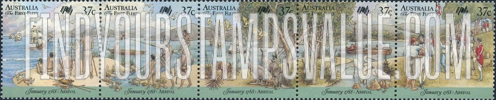 FindYourStampsValue: Arrival of the First Fleet, Sydney Cove, January 1788