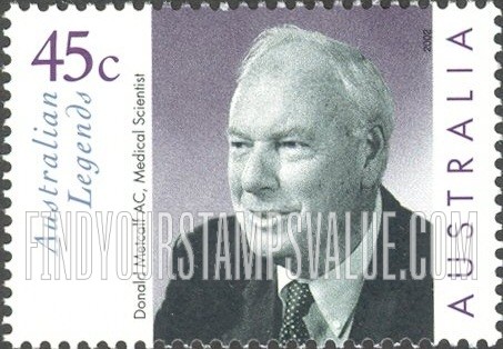 FindYourStampsValue: Australian Legends Type of 1997: Donald Metcalf