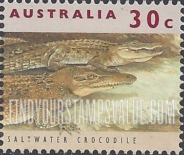 FindYourStampsValue: Threatened Species Type of 1992: Saltwater crocodile