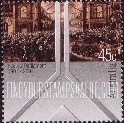 FindYourStampsValue: Federal Parliament, Centennial: The Opening of the First Federal Parliament, 9 May 1901, by Charles Nuttall