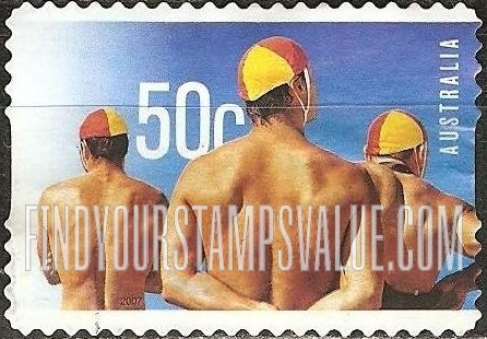 FindYourStampsValue: Surf Life Saving Australia, Centennial: Male lifeguards