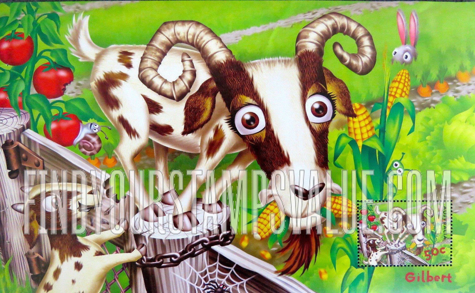 FindYourStampsValue: Down on the Farm: Goats and rabbit